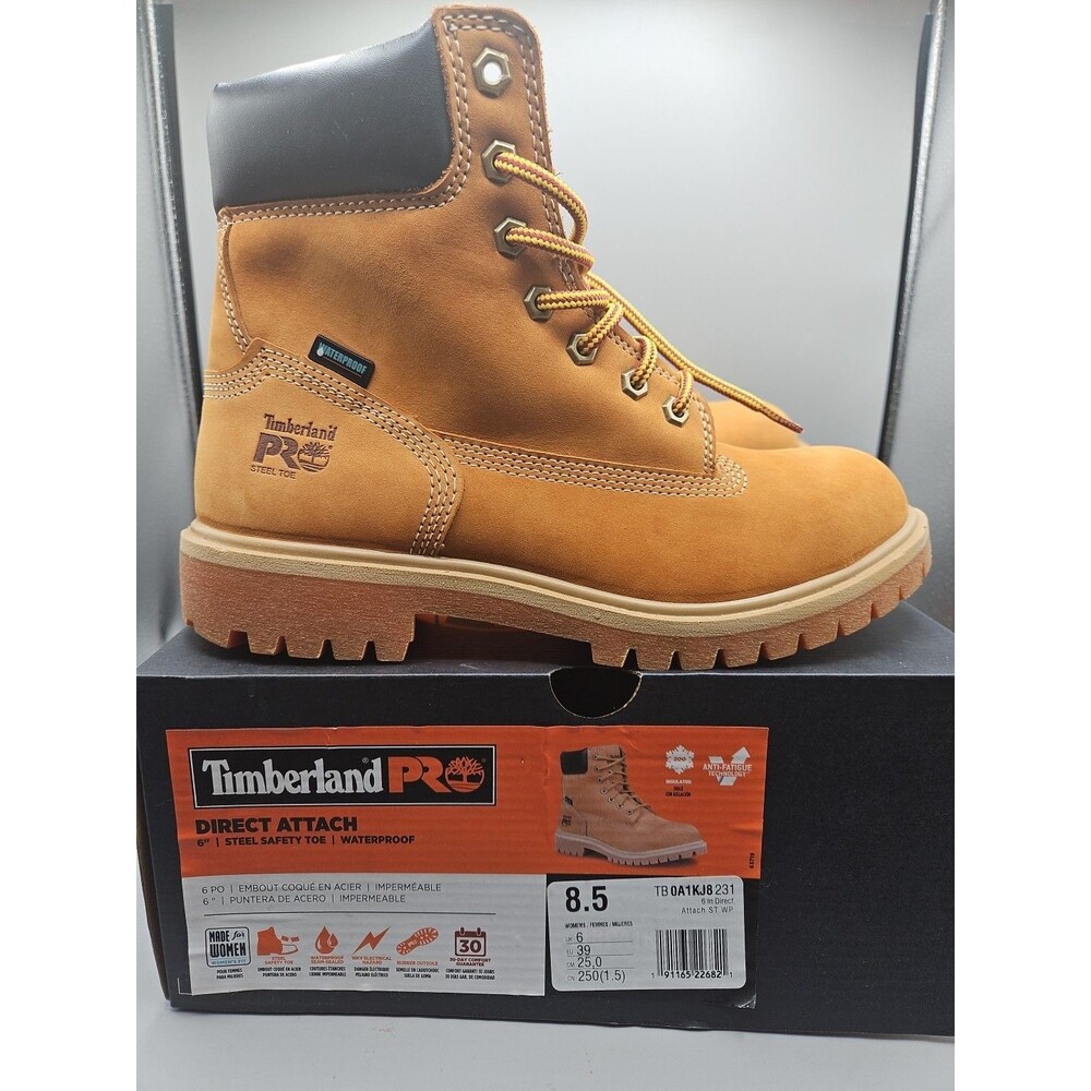 Timberland PRO 6" Direct Attach Women's Steel Toe Boot Tan Size 8.5 NEW in Box